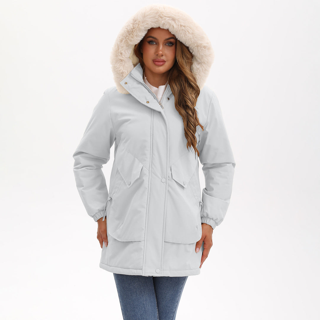 Damen wasserabweisende Parkajacke mit kuscheligem Kunstfellkragen Drune