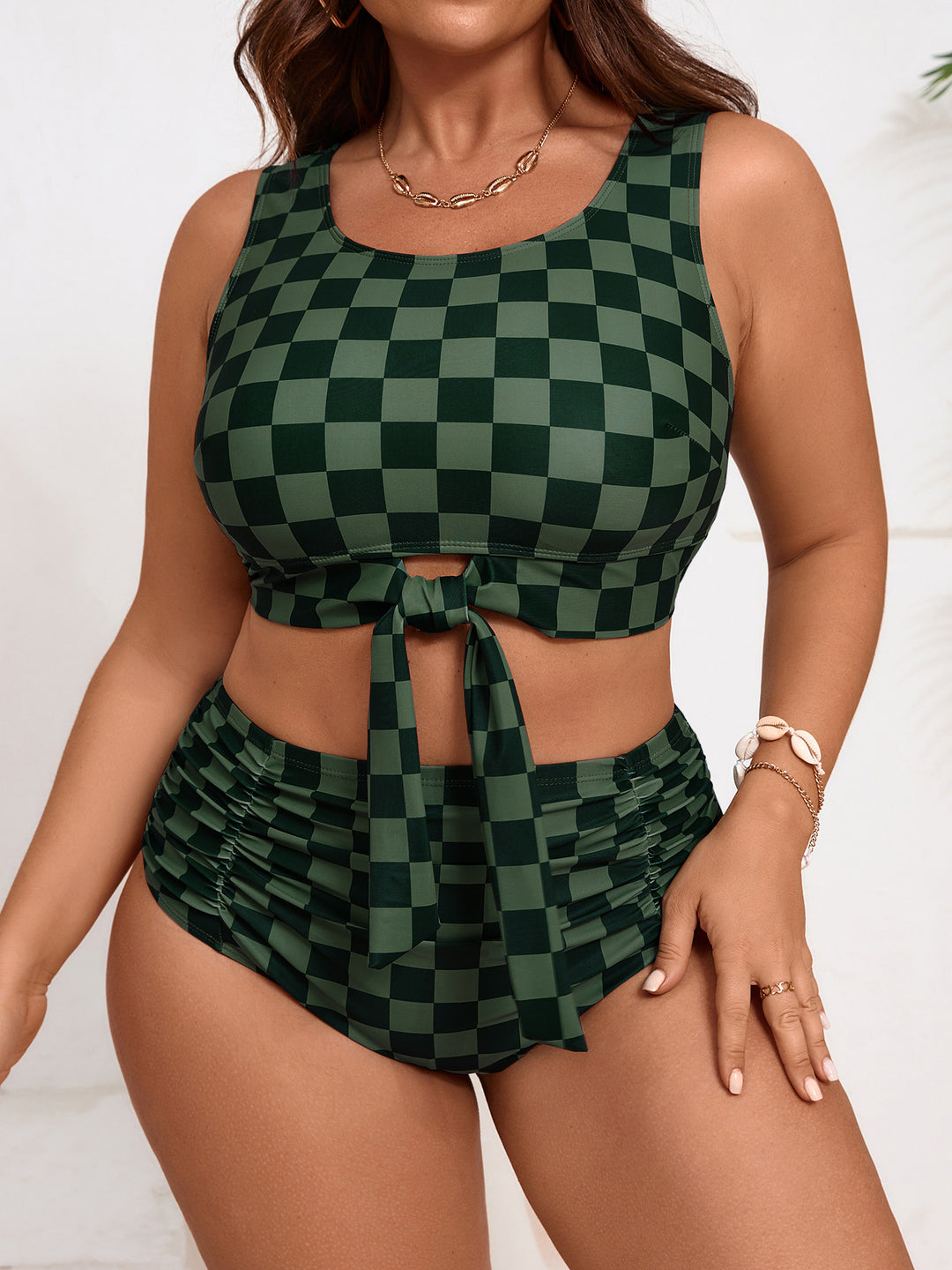 Damen Cropped Badeoberteil mit hoch geschnittenem Höschen Drune