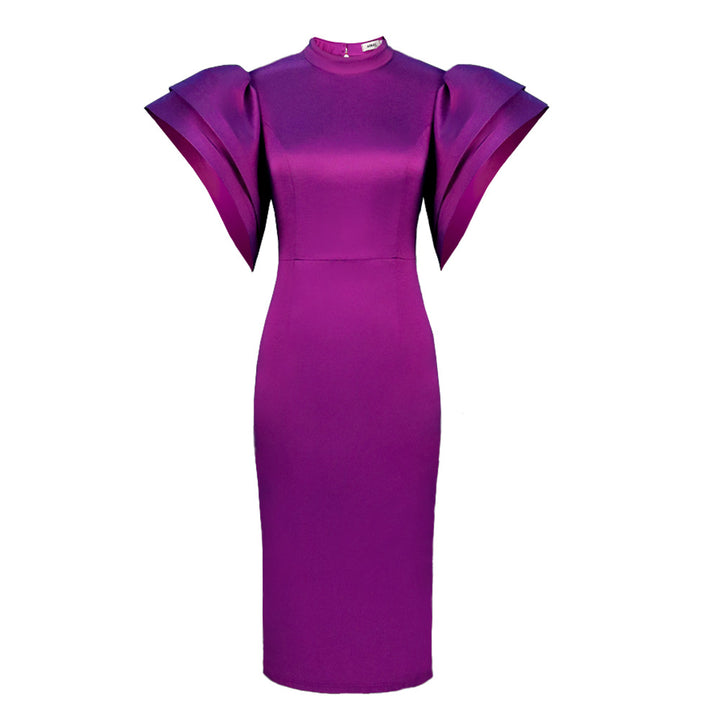 Damen Figurbetontes Kleid mit voluminösen Puffärmeln Drune