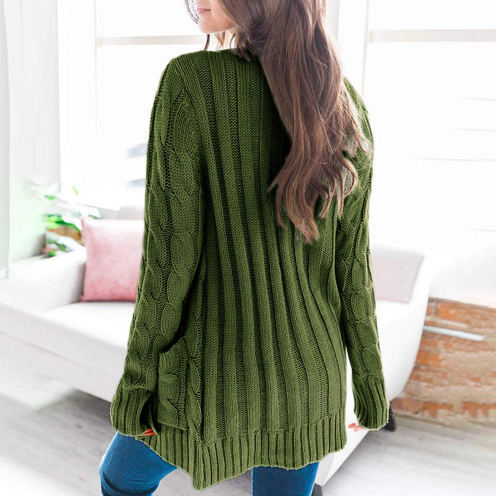 Damen Strickjacke mit strukturiertem Zopfdesign und praktischen Taschen Drune