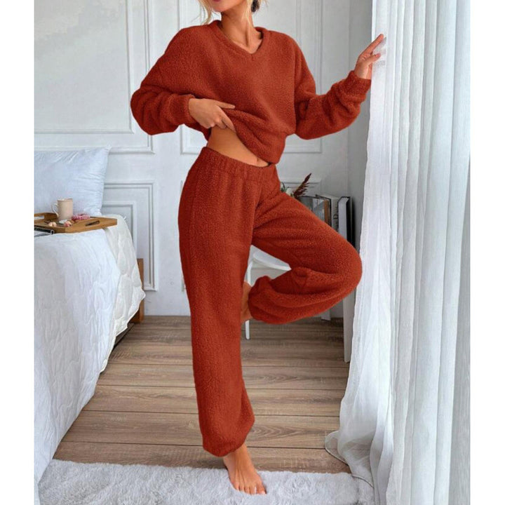 Damen Kuscheliges Fleece-Lounge-Set mit elastischem Bund Drune