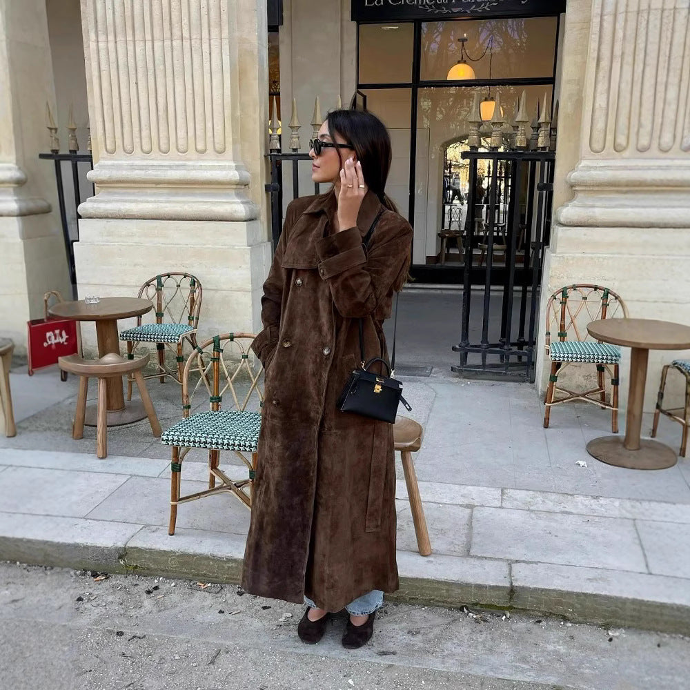 Damen eleganter Trenchcoat mit gefüttertem Kragen und praktischen Taschen Drune