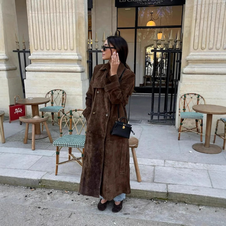 Damen eleganter Trenchcoat mit gefüttertem Kragen und praktischen Taschen Drune