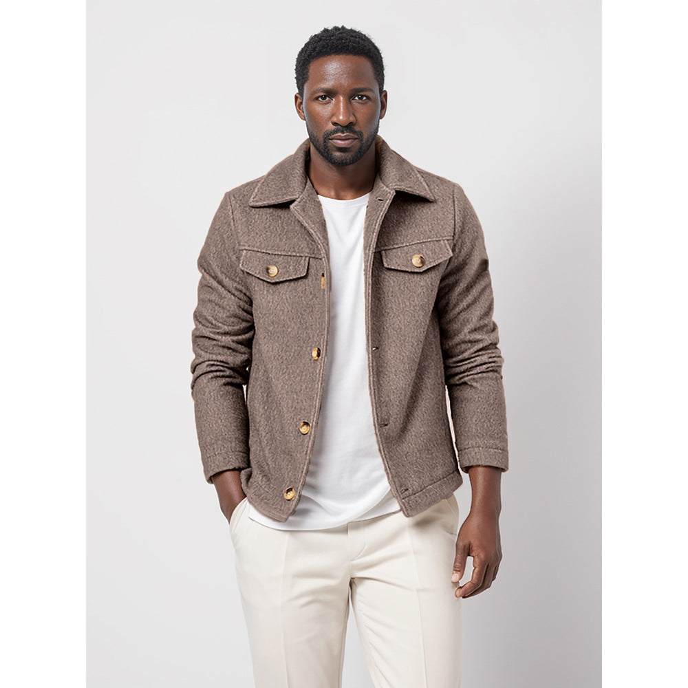 Herren modische Denimjacke mit Knopfleiste und Taschen Drune