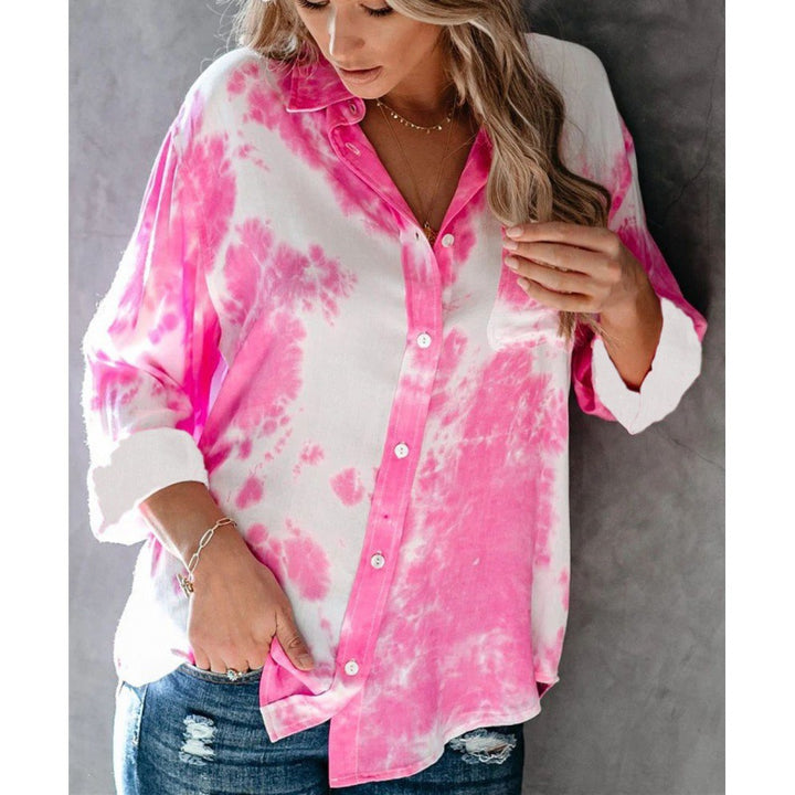Damen lässige Hemdbluse mit modernem Batikdesign Drune