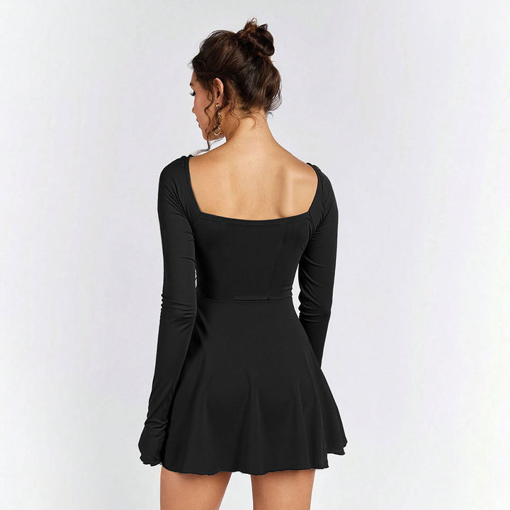 Damen Minikleid mit eleganter Schnürung und schickem V-Ausschnitt Drune