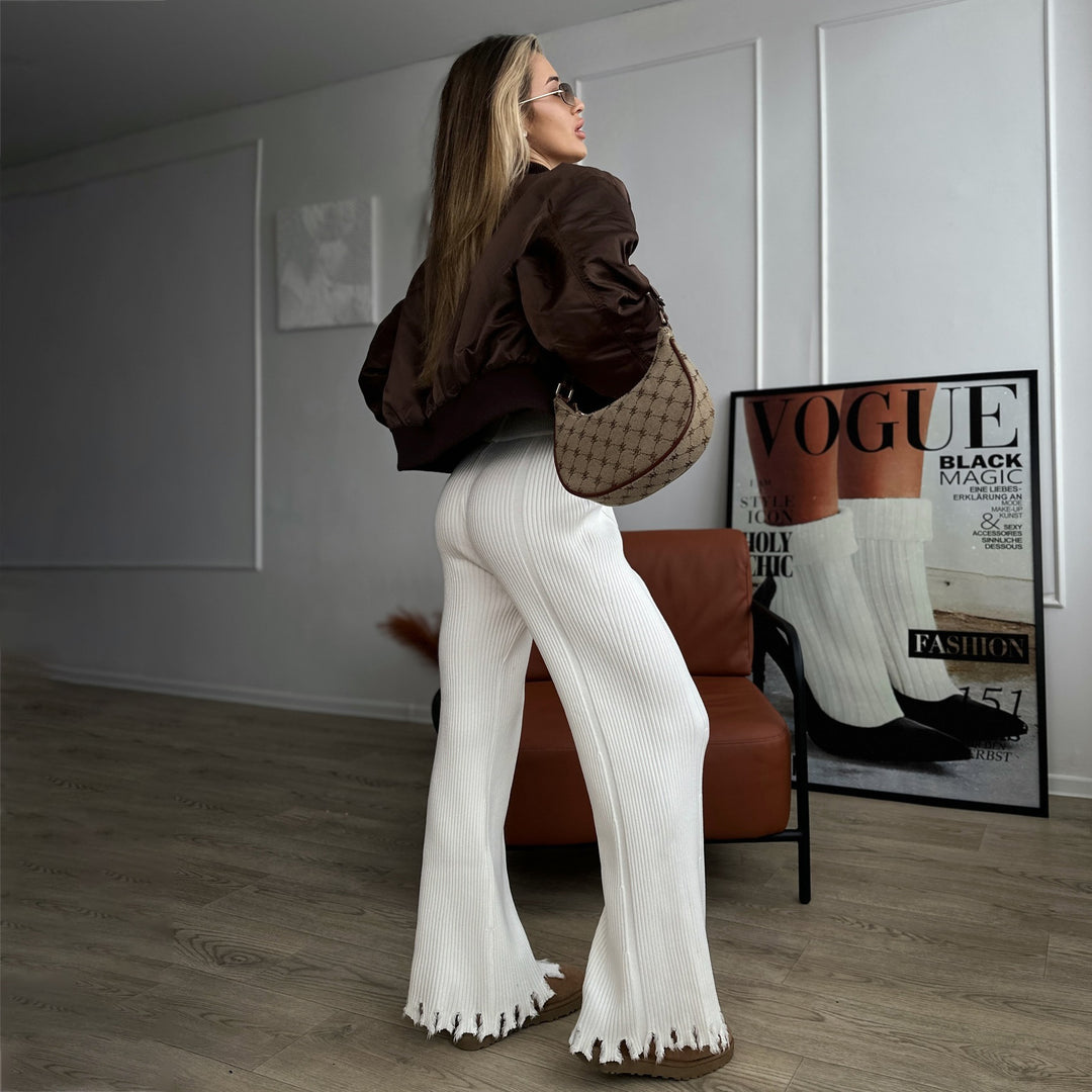 Damen Lederjacke mit lässigem Schnitt und elastischen Bündchen Drune