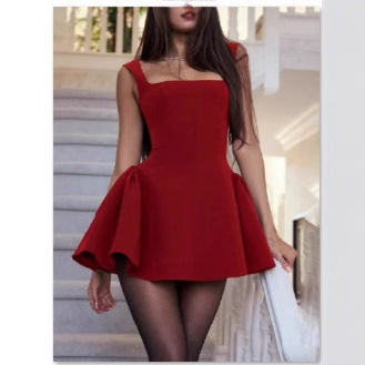 Damen Verspieltes Minikleid mit schwingendem Rock und eleganten Trägern Drune