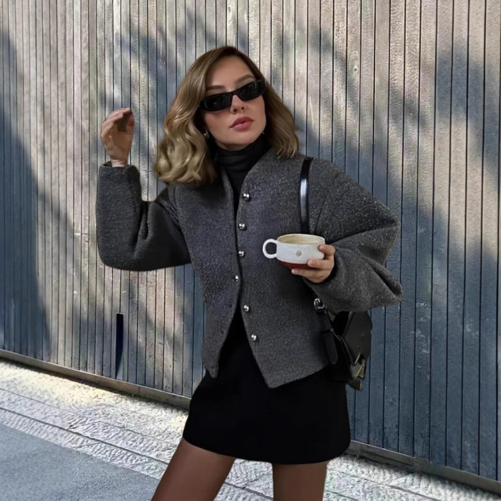 Damen Chice Überwurfjacke mit strukturiertem Design und eleganten Knöpfen Drune