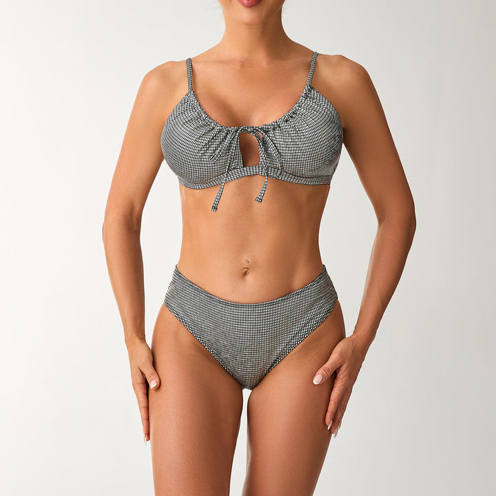 Damen Hochtailliertes Bikini-Set mit raffiniertem Schnürdetails Drune