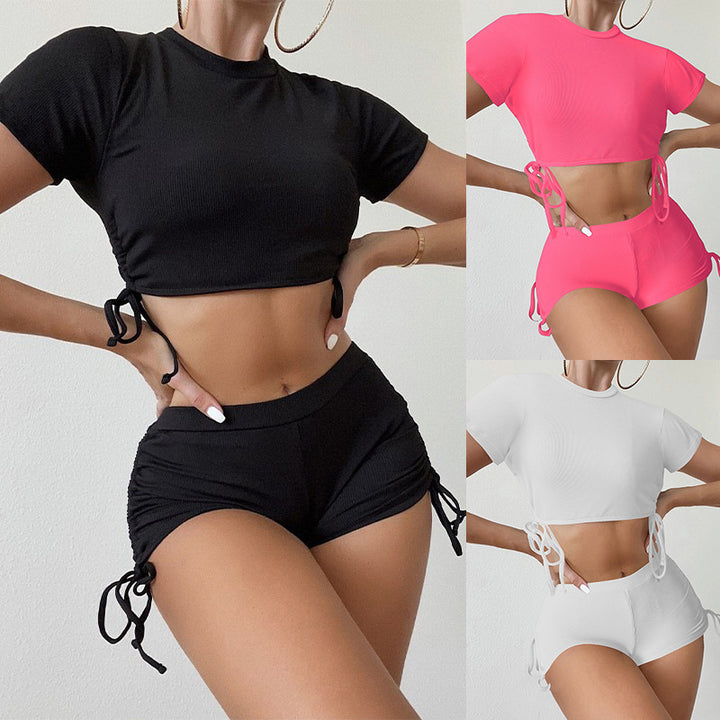 Damen Sportliches Crop-Top und Shorts Set Drune 1779281154