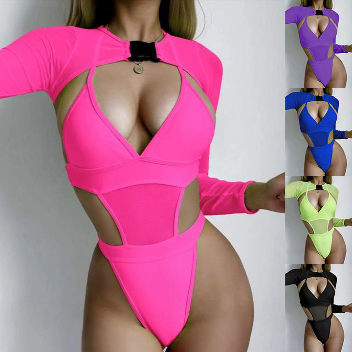 Damen Einteiliger Badeanzug mit innovativen Cut-Outs und längeren Ärmeln Drune