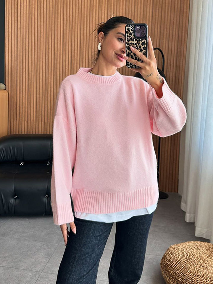 Damen gemütlicher Strickpullover mit weitem Schnitt Drune