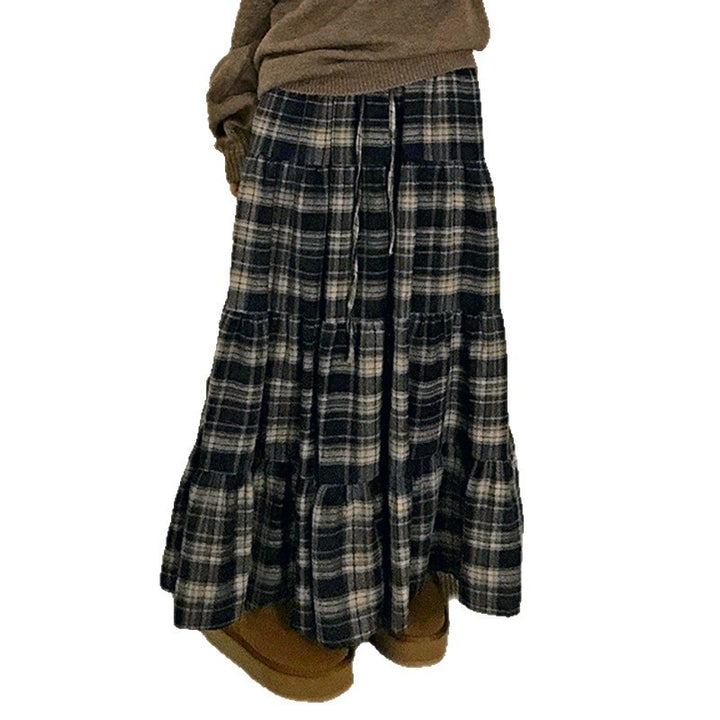 Damen Langer, karierter Maxi-Rock im Lagenlook Drune