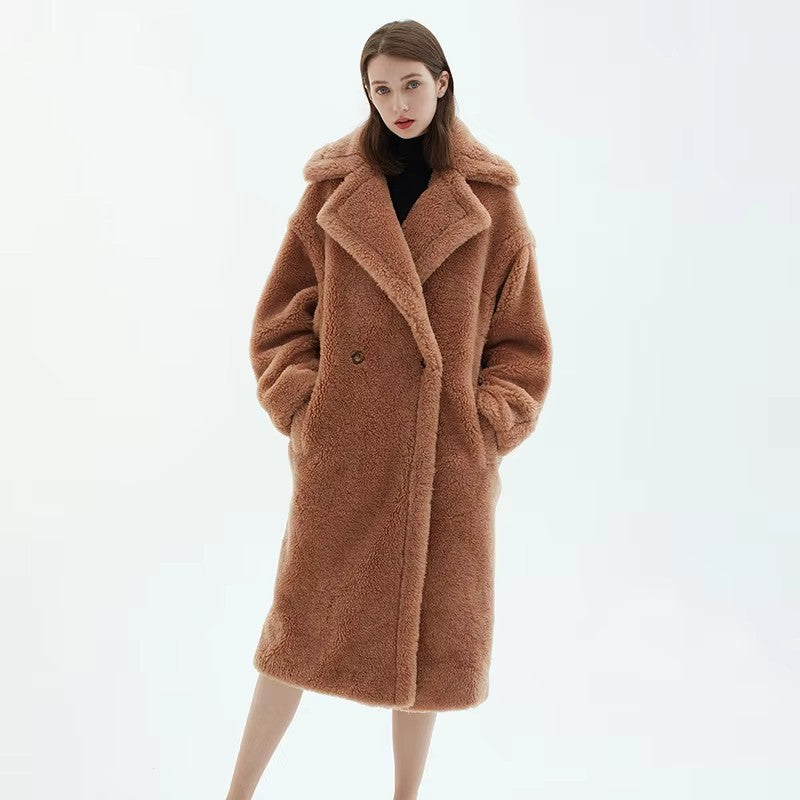 Damen Fleece-Mantel mit doppelter Knopfleiste und trendigem Schnitt Drune