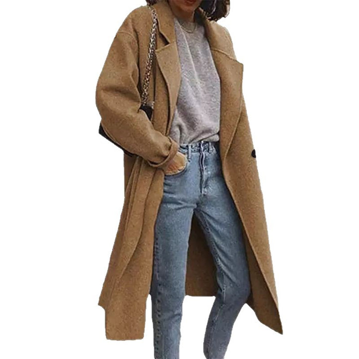 Damen Oversized Wollmantel mit klassischem Revers und modischem Schnitt Drune