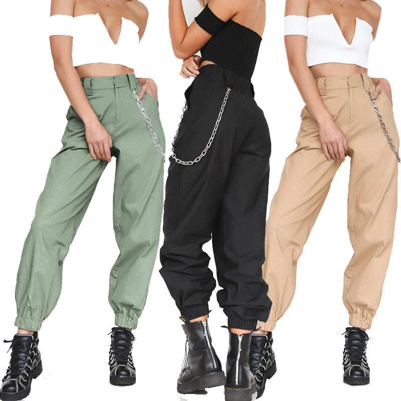 Damen Baggy-Hose mit Kettendetails und komfortablem Bund Drune