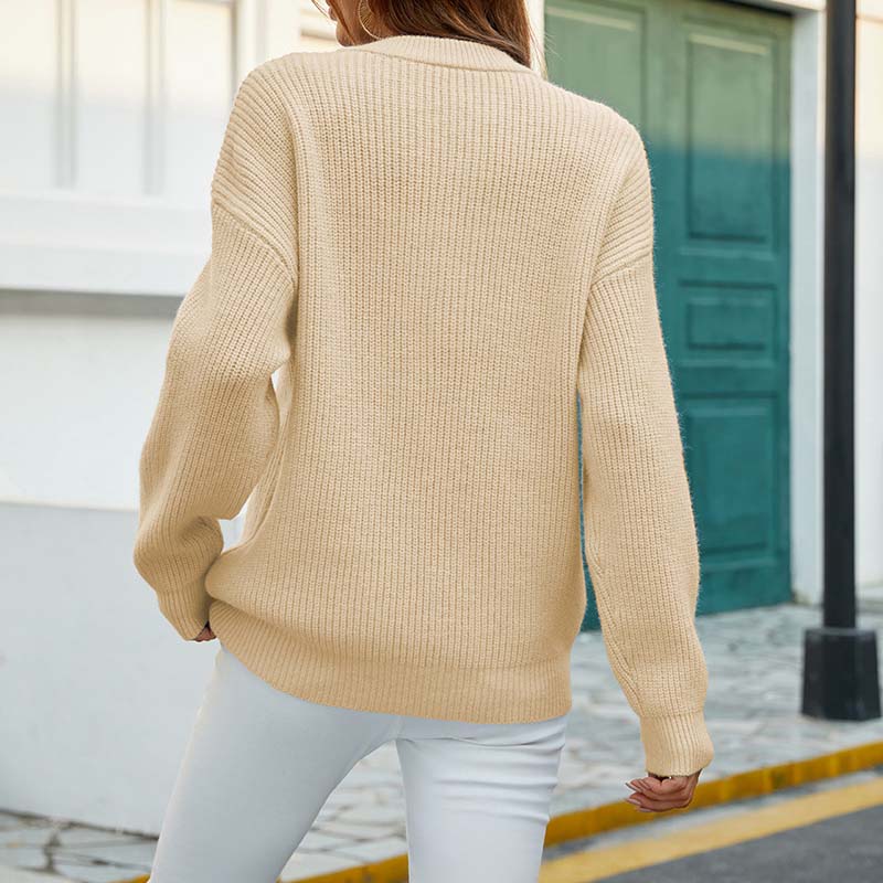 Drune | Einfarbiger Strickpullover Mit Feinem Strick