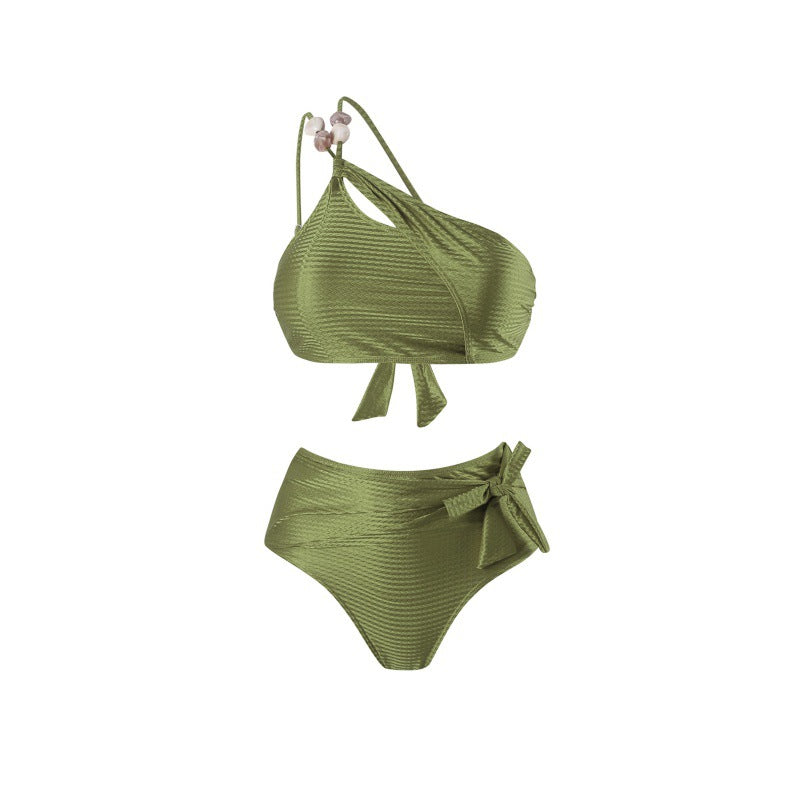 Damen Hochgeschnittener Bikini mit asymmetrischem Schnitt und raffiniertem Wickel-Design Drune