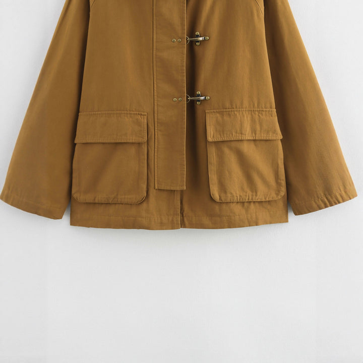 Damen utility Jacke mit dekorativen Knopfdetails Drune