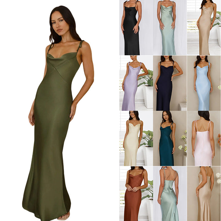 Damen Langabendkleid mit zarten Spaghettiträgern und eleganter Silhouette Drune