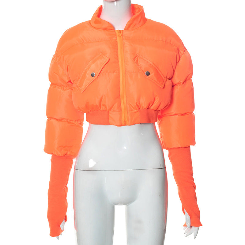 Damen Gekürzte Pufferjacke mit Verlängerten Ärmeln Drune