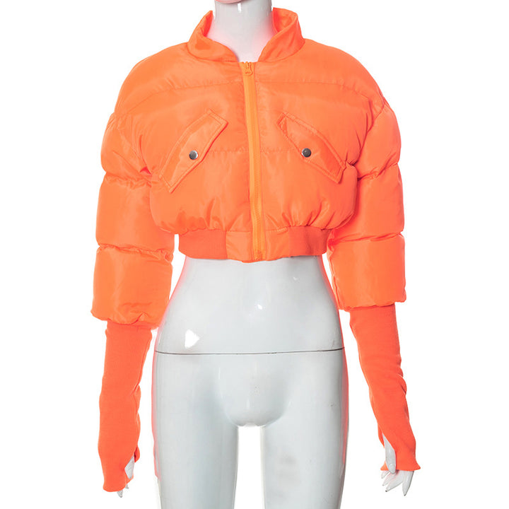 Damen Gekürzte Pufferjacke mit Verlängerten Ärmeln Drune