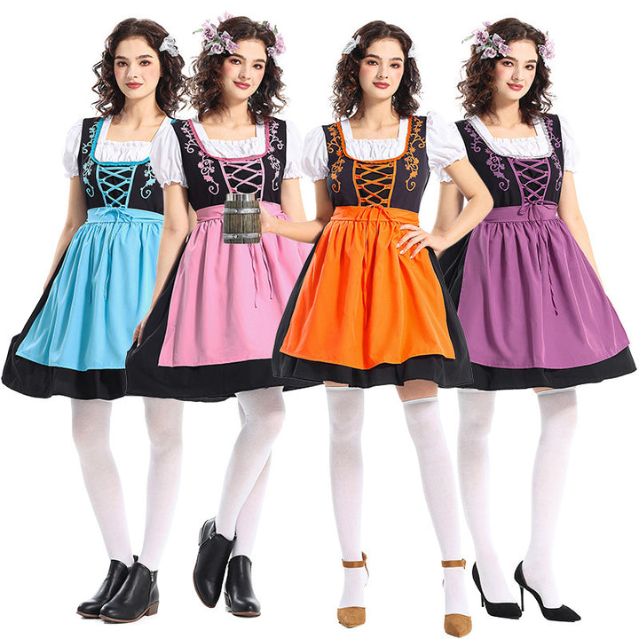 Damen nan traditionelles Dirndlkleid mit dekorativer Schnürung und abnehmbarer Schürze Drune