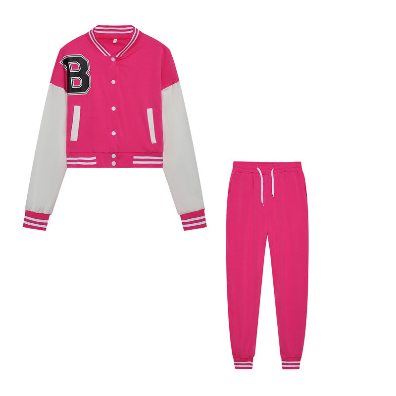 Damen Sportliches Set aus cropped Jacke und Jogginghose Drune