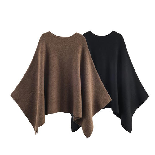 Damen eleganter PONCHO aus hochwertigem Material mit asymmetrischem Schnitt Drune