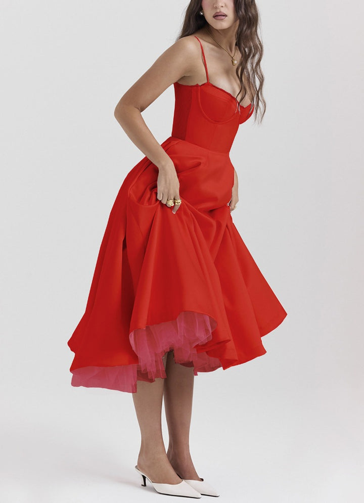 Damen nan Bustierkleid mit geformtem Mieder, weichem Tellerrock, integriertem Tüll-Unterzug und Eingrifftaschen Drune