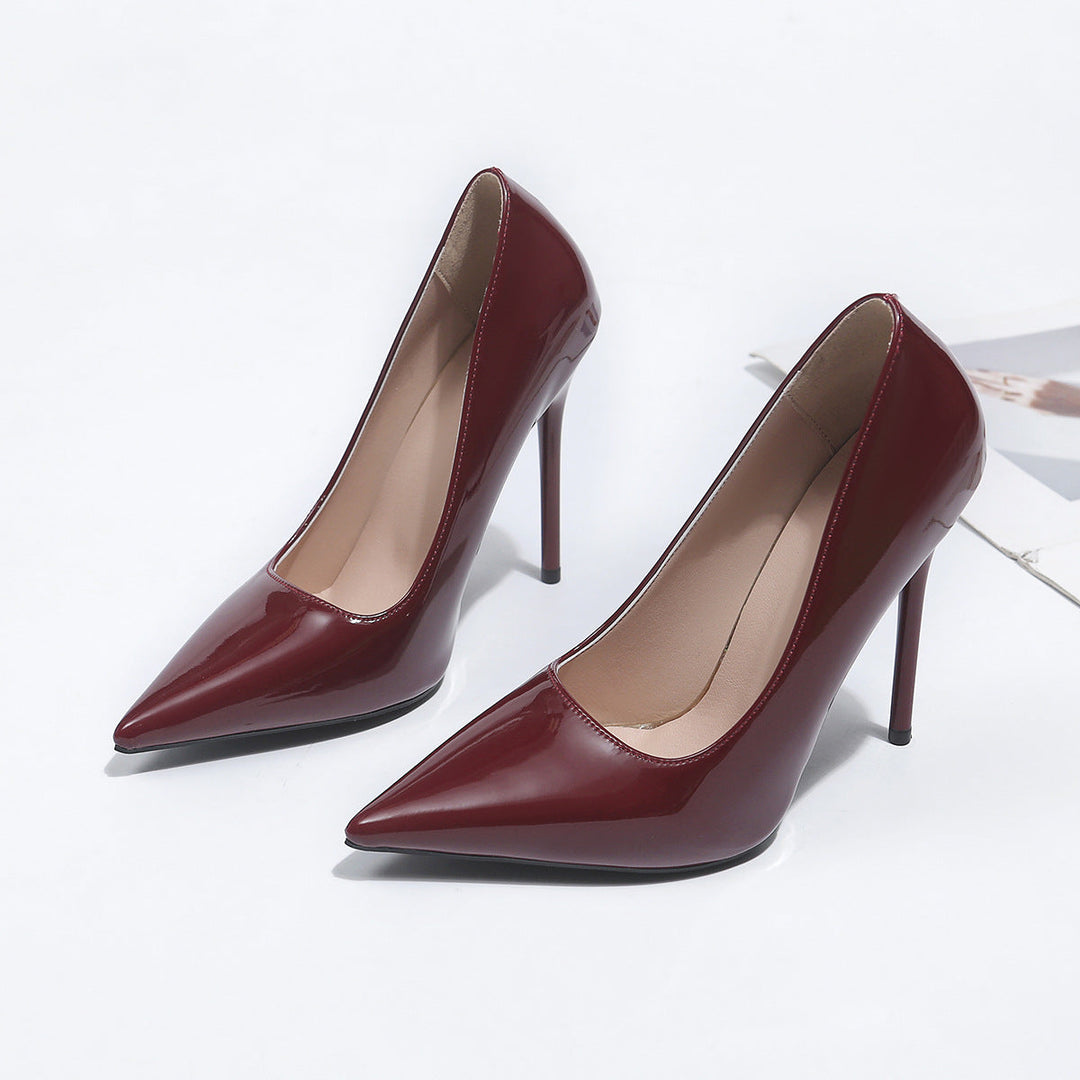 Damen spitze Lackpumps mit hochglänzendem Finish Drune