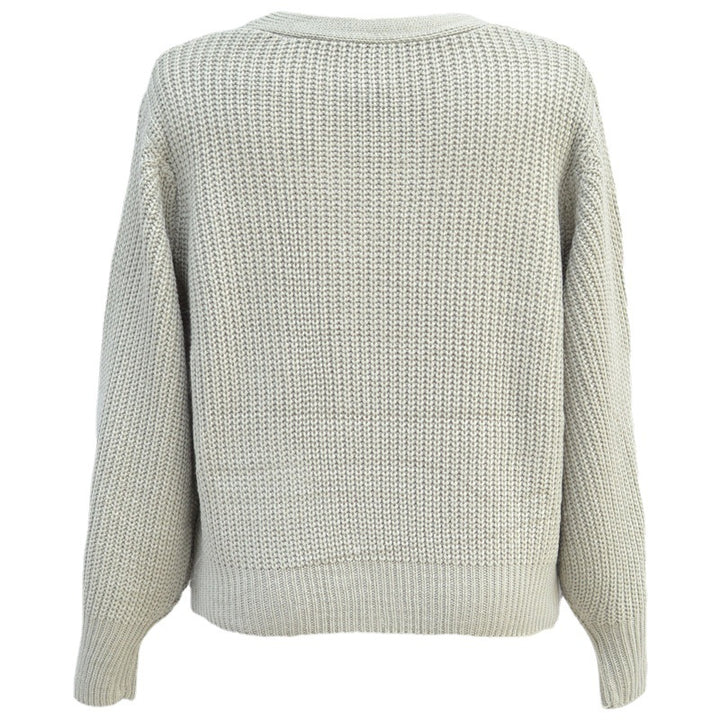 Damen kuschelige Strickjacke mit großen Knöpfen Drune