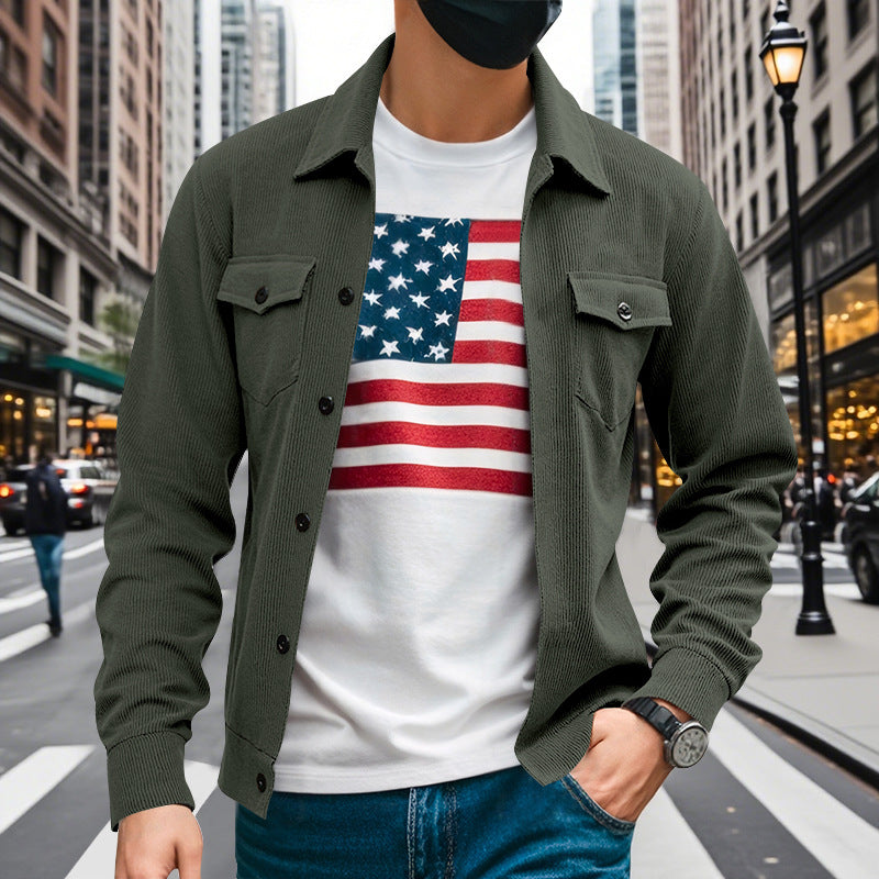 Herren lässige Oberhemdjacke mit funktionalen Taschen und strukturiertem Design Drune
