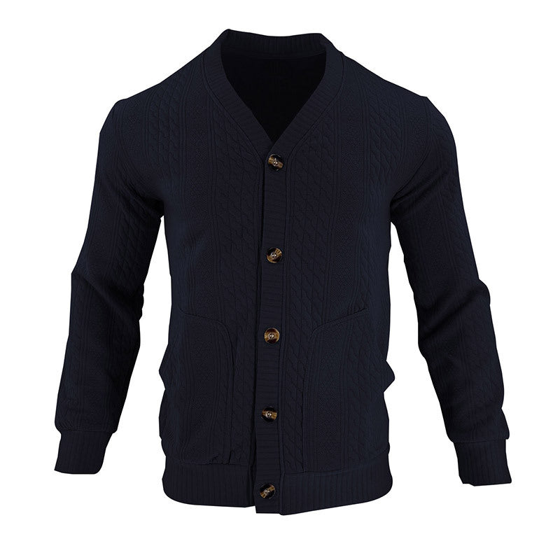 Herren Strickjacke mit hochwertigem Strukturmuster und modernen Knöpfen Drune