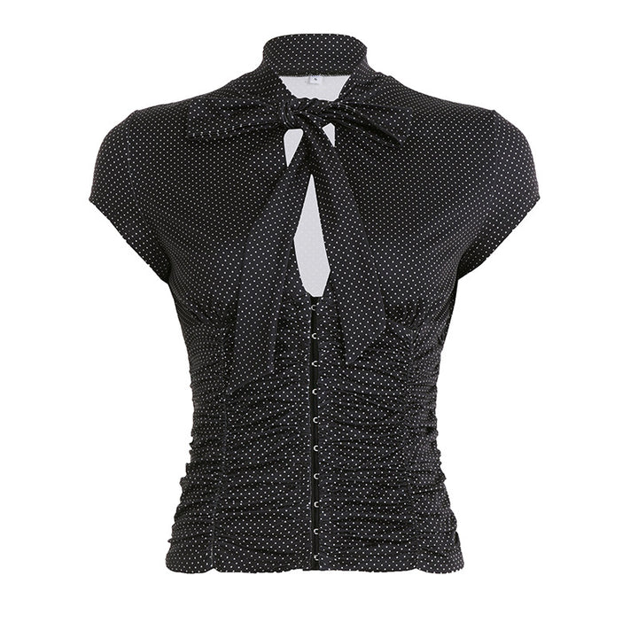 Damen elegant geschnittenes Oberteil mit raffinierten Rüschendetails und modischen Schleifen Drune