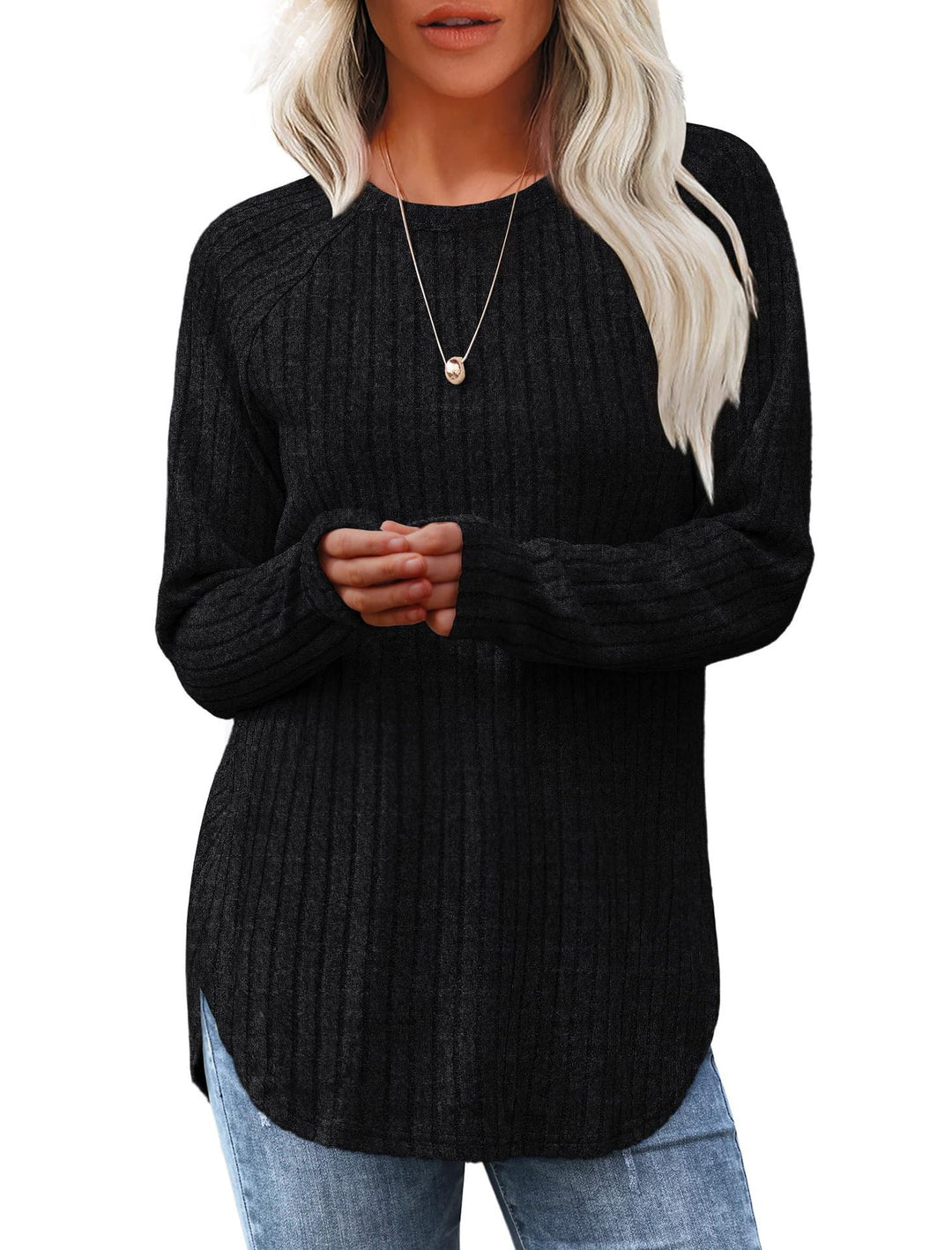 Damen Oversized Pullover mit Rippstruktur und lässigem Schnitt Drune