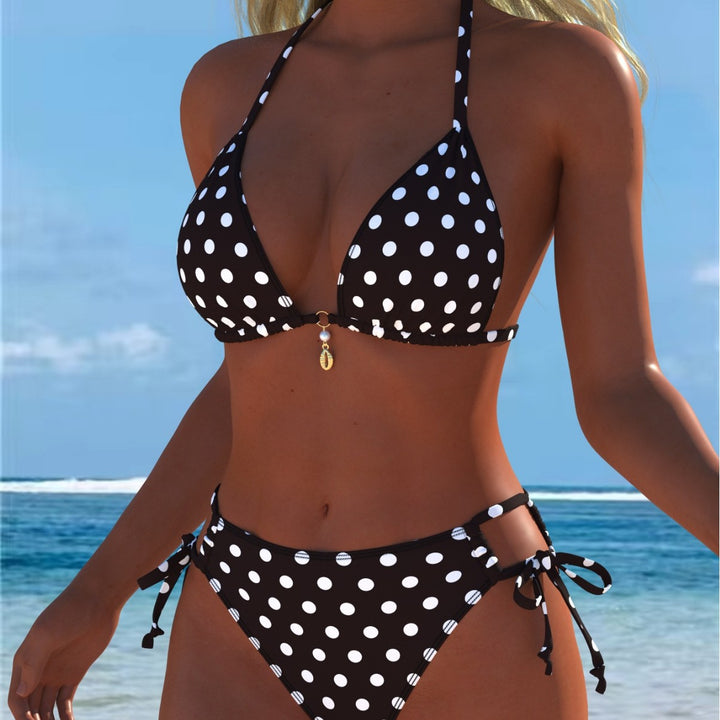 Damen Triangel-Bikini mit eleganten Bindebändern und verspieltem Punkte-Design Drune