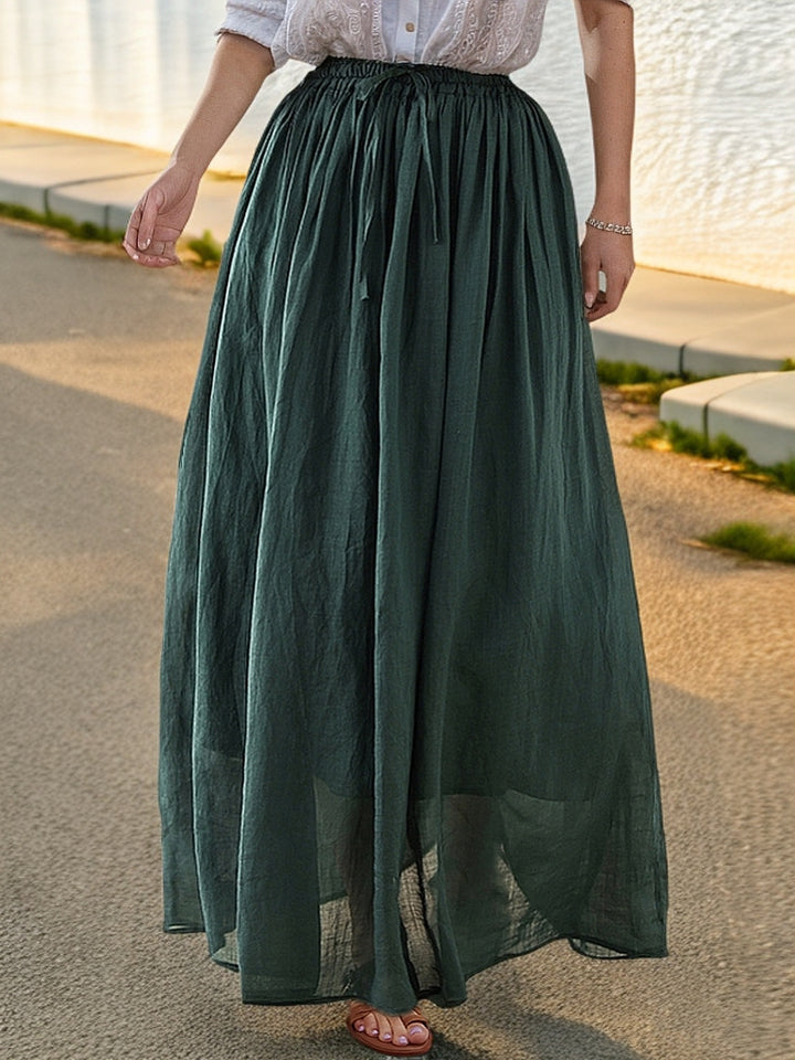 Damen Eleganter Maxirock mit fließendem Schnitt und praktischen Bindebändern Drune