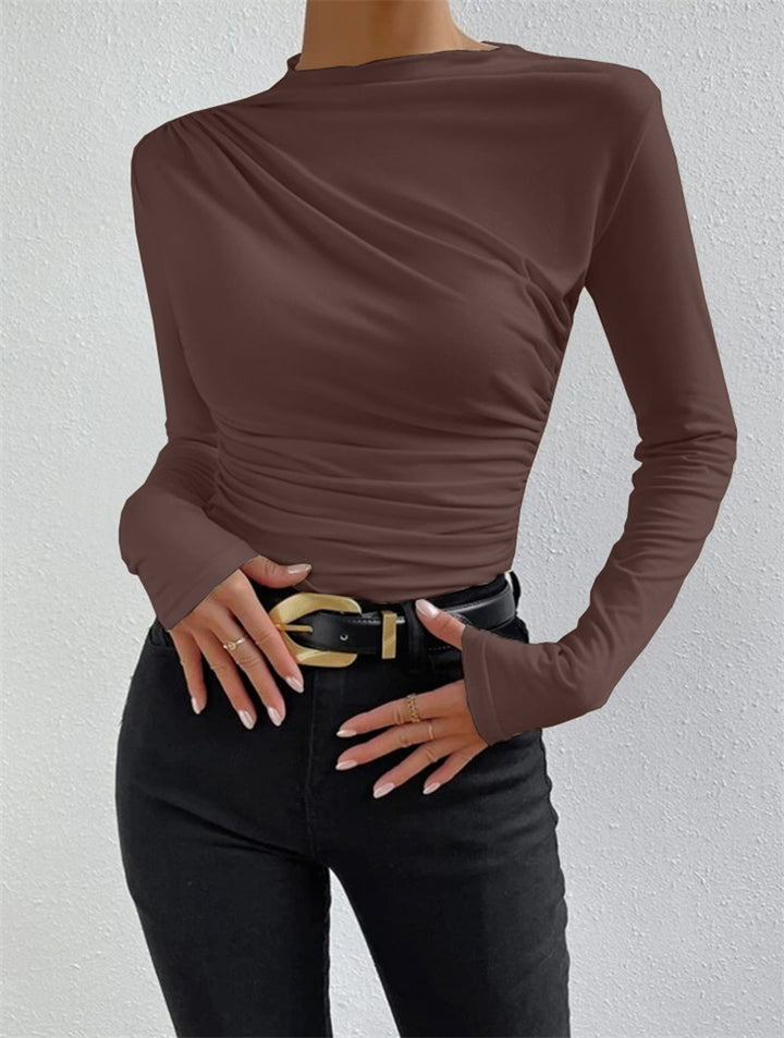 Damen Langarmshirt mit raffiniertem Drapierungsdesign Drune