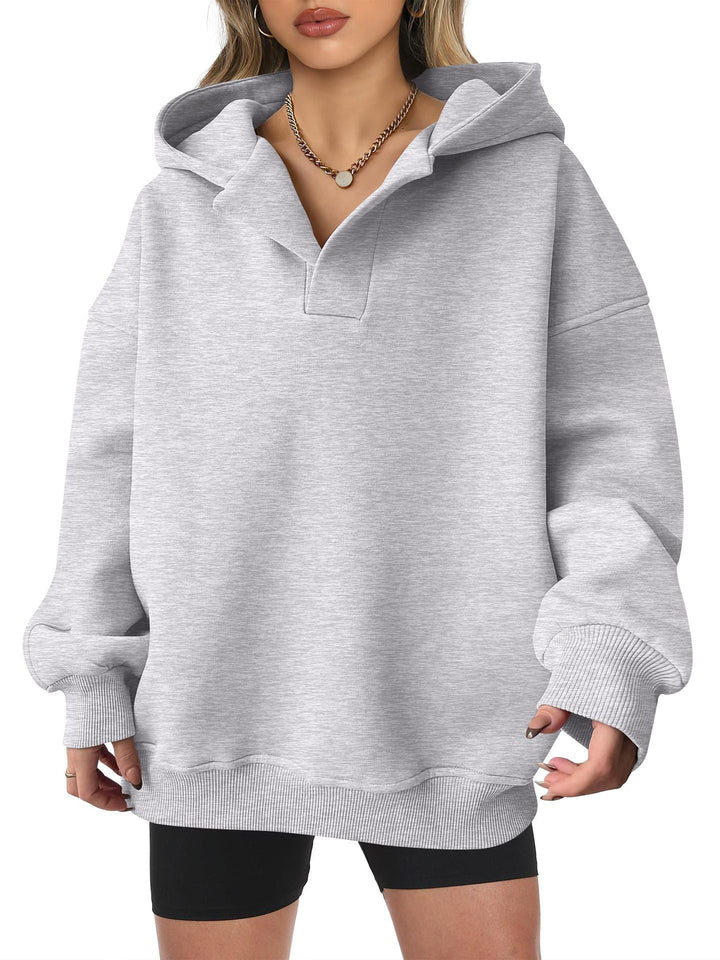 Damen Oversized Hoodie mit kurzem Kragen und praktischen Seitentaschen Drune