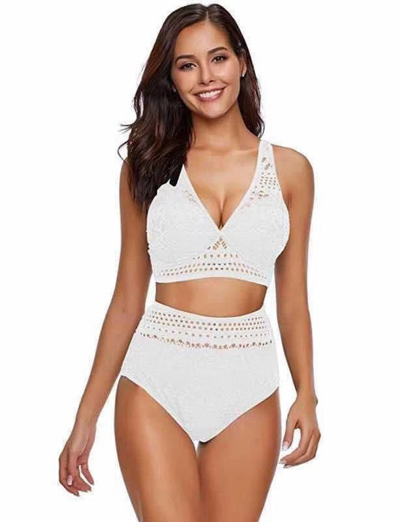 Damen Hochtailliertes Bikini-Set mit Spitzendetails und eleganter Passform Drune