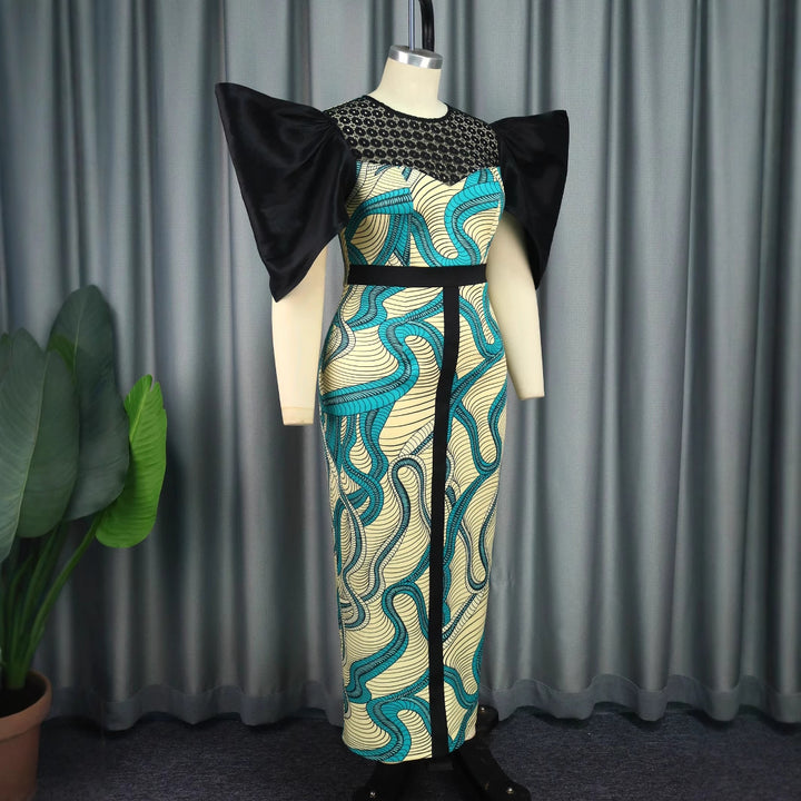 Damen Elegant designendes Maxikleid mit auffälligen Puffärmeln Drune