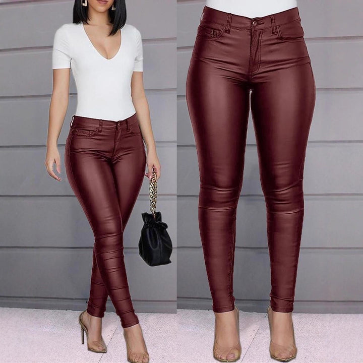 Damen Hochwertige Kunstlederhose Drune