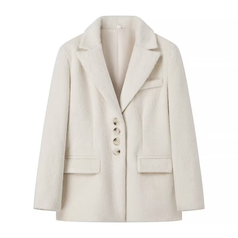 Damen elegante Veloursjacke mit klassische Knopfdetails Drune