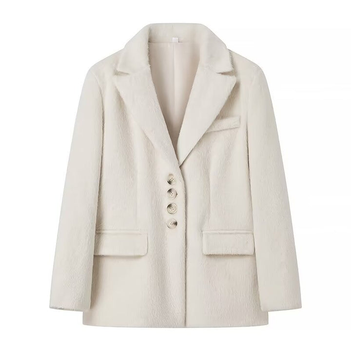 Damen elegante Veloursjacke mit klassische Knopfdetails Drune