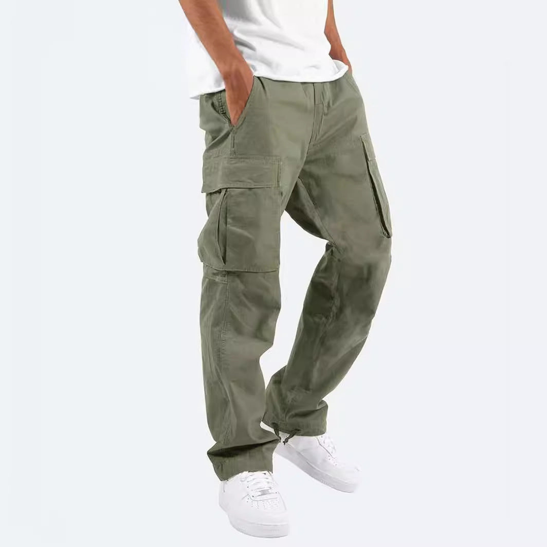 Herren nan lässige Baumwoll Cargo-Hose mit Multi-Taschen und verstellbarem Saum Drune