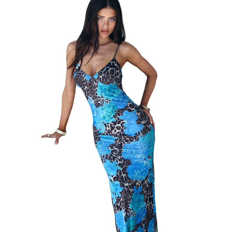 Damen Maxikleid mit floralem und animalischem Muster Drune
