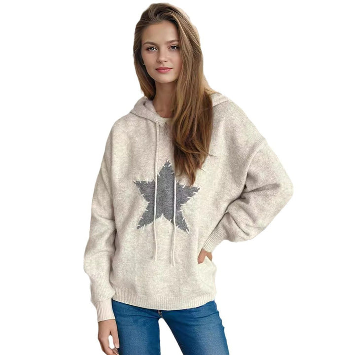 Damen gemütlicher Hoodie mit modernem Sternenmuster Drune