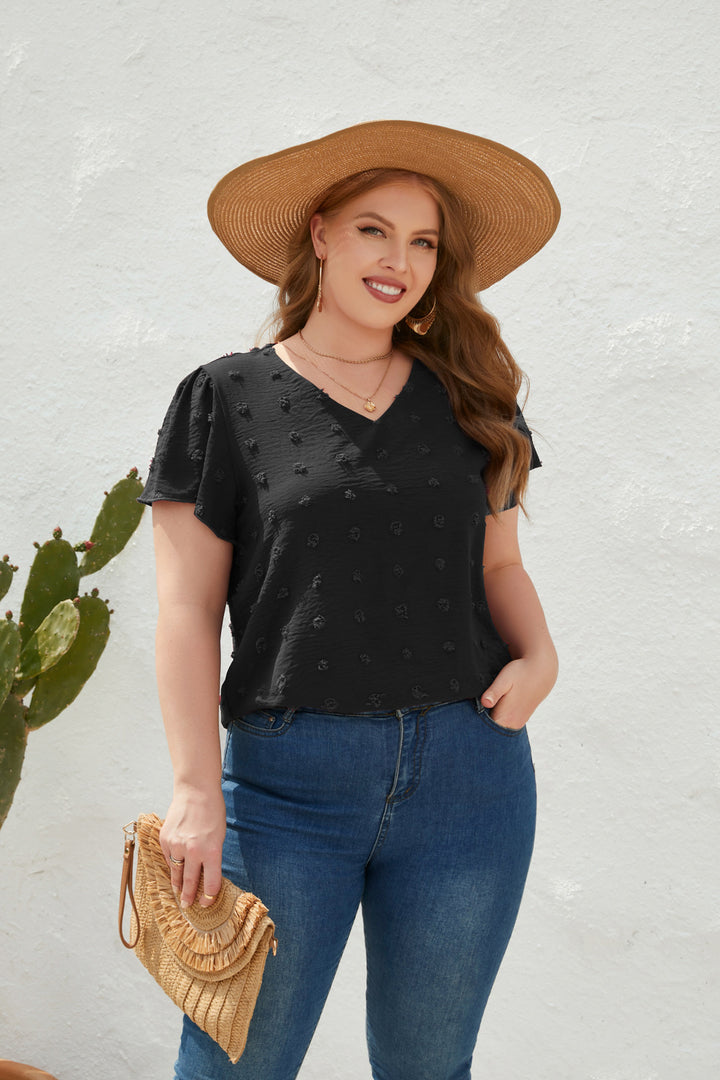 Damen Leichtes V-Ausschnitt T-Shirt mit strukturiertem Design Drune